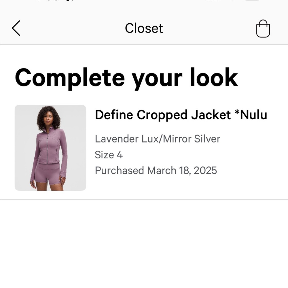 Lululemon Define Cropped Jacket *Nulu Lavender Lux / Mirror Silver 4 - Picture 4 of 4